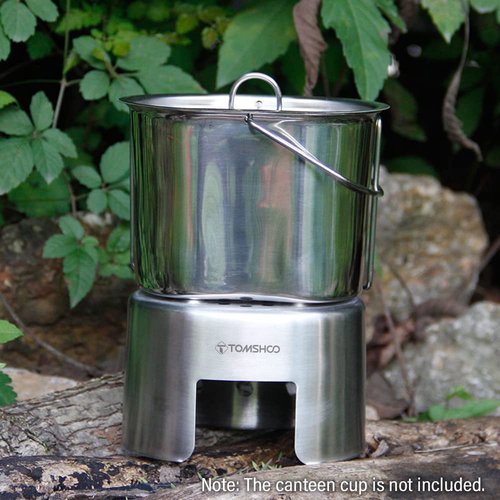 HUIOP Portable Stove, Stainless Steel Canteen Cup Stand for Wood Burning, Outdoor Camping Hiking Picnic BBQ