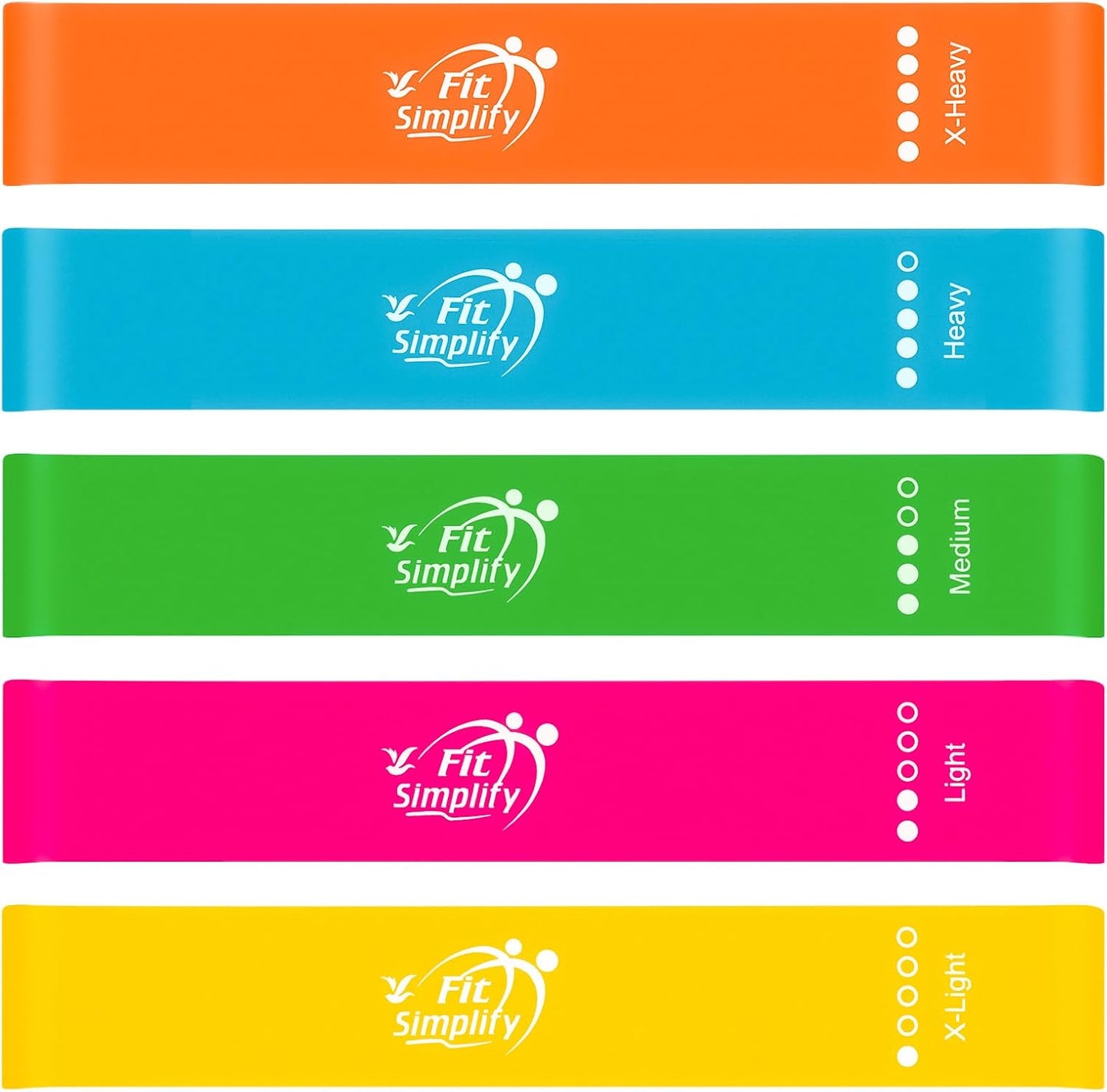Fit Simplify 10 Inch Resistance Loop Exercise Bands, Set of 5, Assorted Colors
