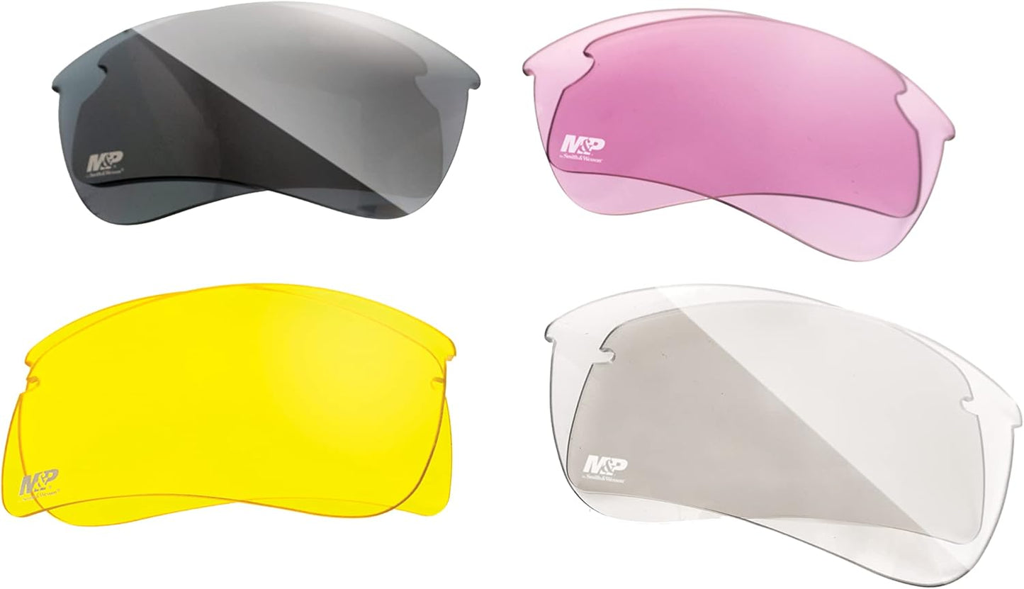 Smith & Wesson M&P Harrier Half Frame Interchangeable Shooting Glasses with Impact Resistance & Anti-Fog Lenses, Black, 1Size