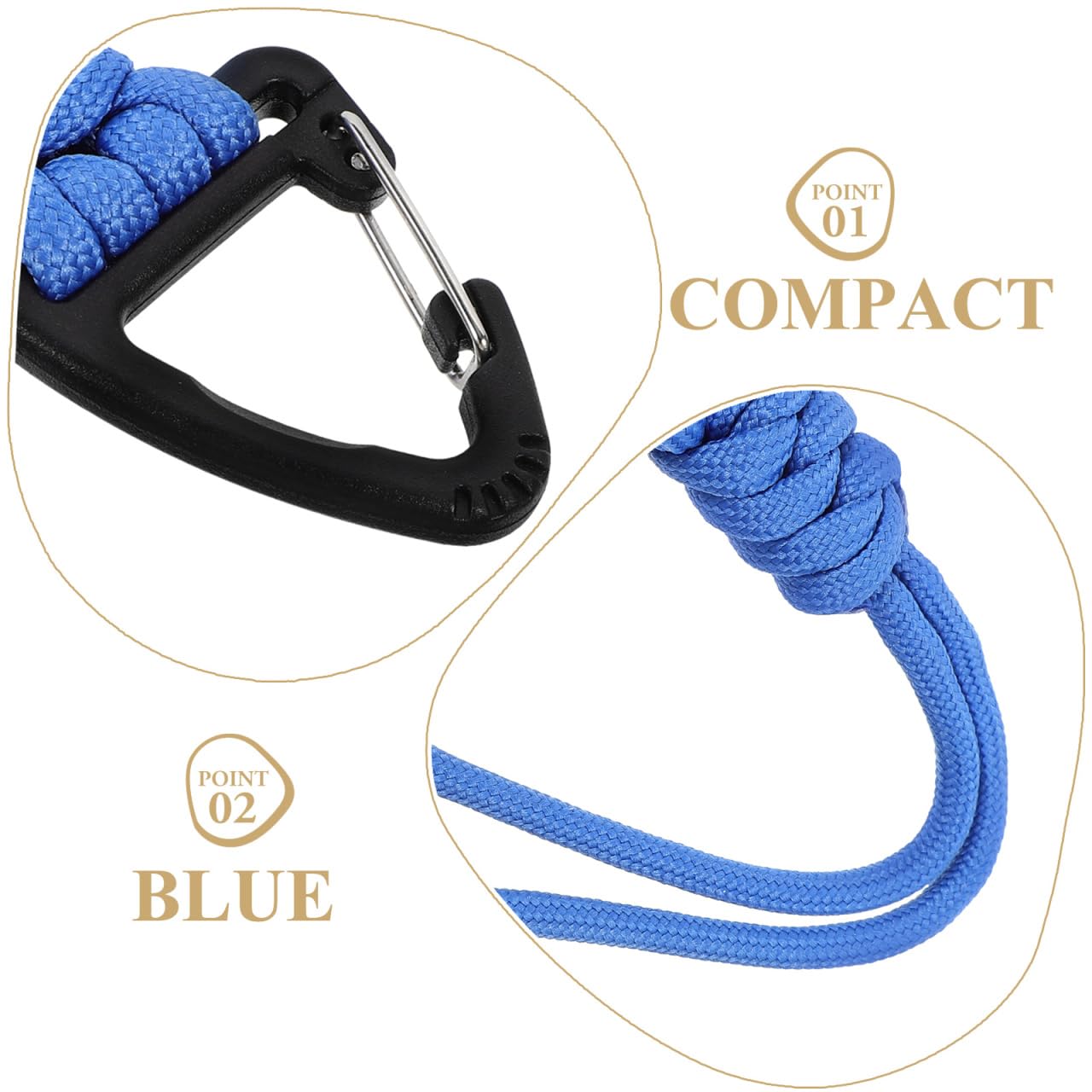 HANABASS 2pcs Keychain with Carabiner Triangle Buckle Keys Lanyard Cord Wrist Strap Parachute Rope D-Locking Keyring Clip for Water Bottle Keys Backpack
