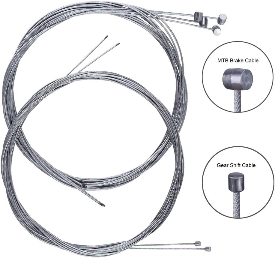 YAKAMOZ 2-in-1 Universal Bike Bicycle Shift Derailleur Cable & Brake Cable Housing Replacement Kit for Moutain Road Bike Cycling Repairing