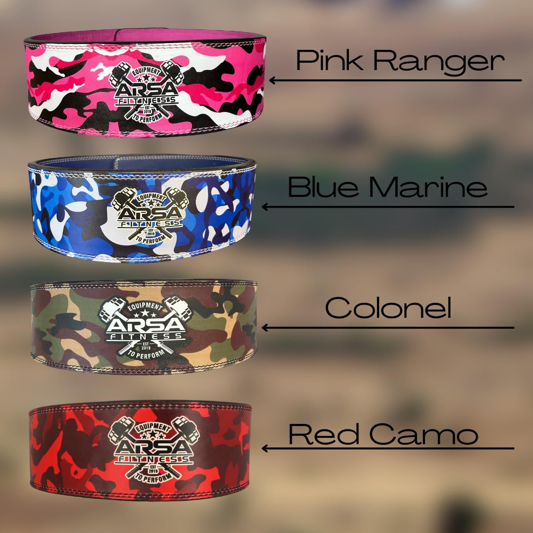 Arsa Fitness 10MM Competition Weightlifting Lever Belt for Men & Women, Powerlifting, Bodybuilding, & Strength Training - Camoflage Series (Pink Camo, X-Small)