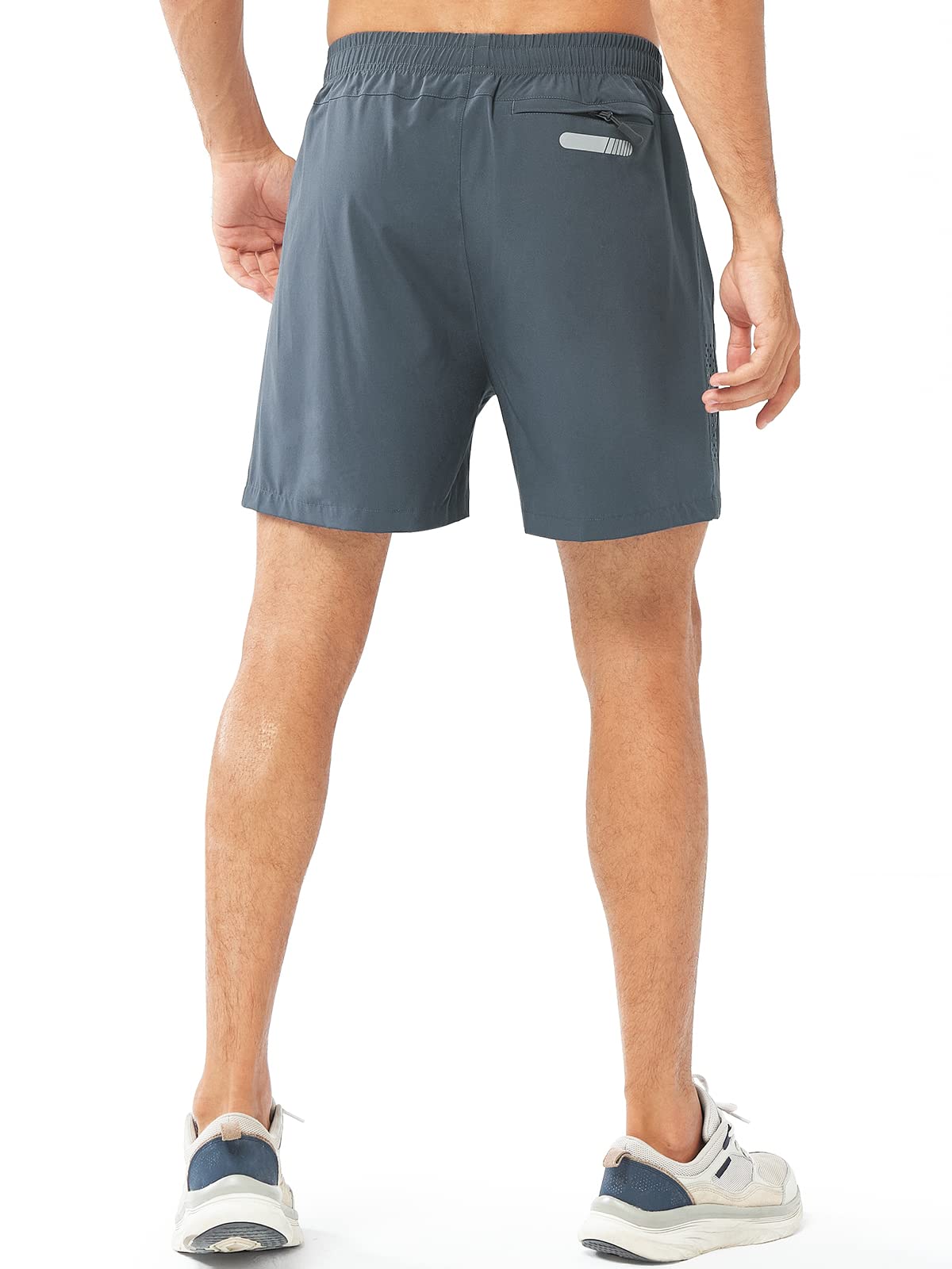 NORTHYARD Men's Athletic Running Shorts Gym Workout 7"/9"/5" Quick Dry Lightweight Sports Basketball Tennis 3 Zipper Pockets COOLGREY-5inch XL