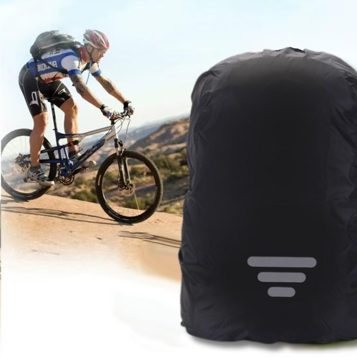 GlneYos Backpack rain Cover Waterproof with Reflective 2 Pack Dirt Repellent Thicken Rucksack Cover for Hiking Cycling Traveling Camping (Black Three-bar, M(25-40L))