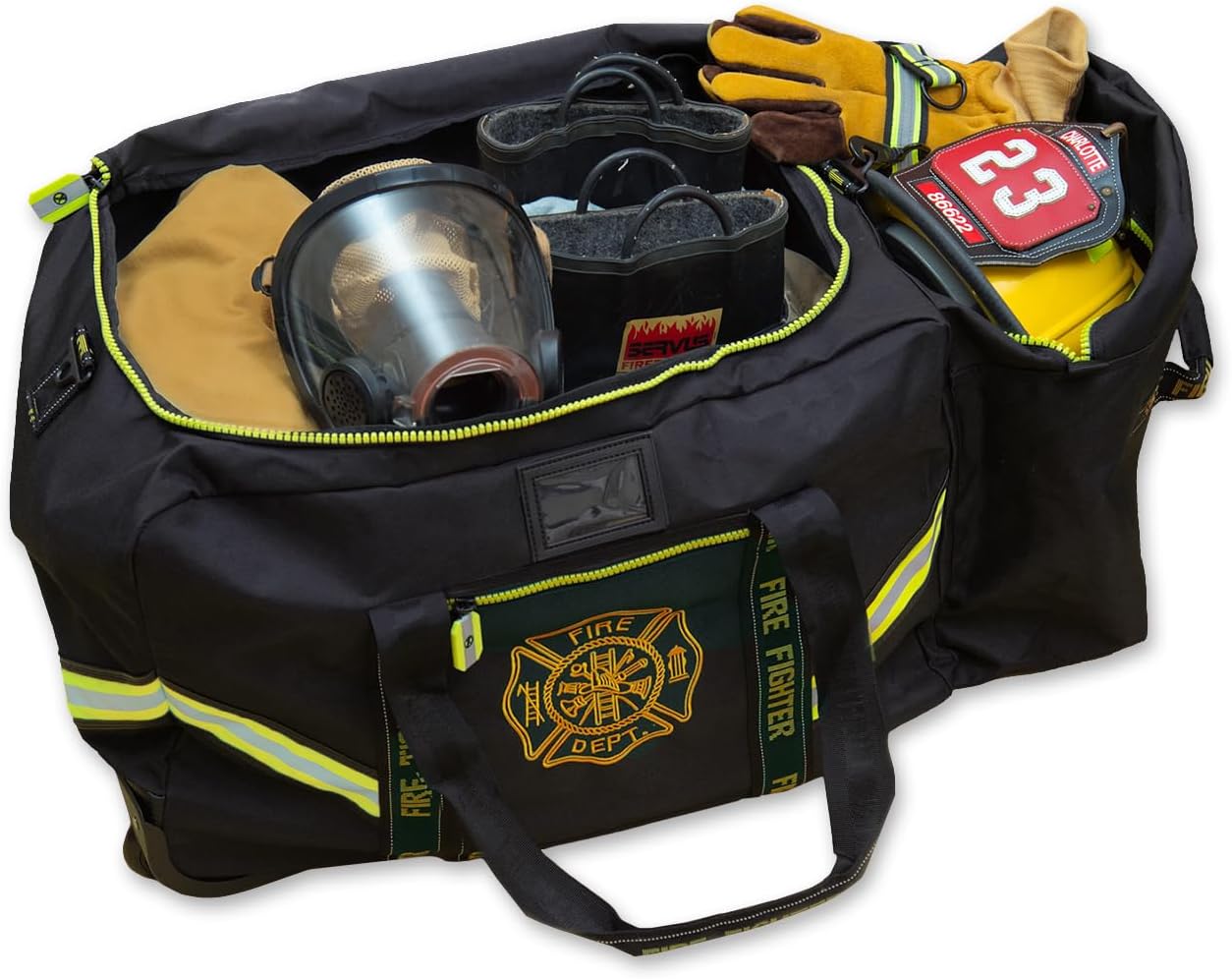 Lightning X Fireman's Value Edition XL Firefighter Step-In Turnout Gear Bag w/Wheels, Helmet Pocket & Maltese Cross for First Responder