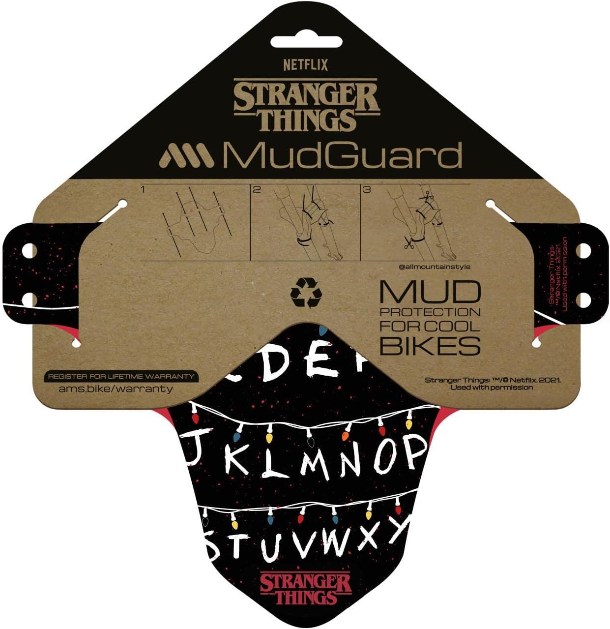 All Mountain Style AMS Front Mudguard – Fits 26’’,27.5’’,29’’, Dazzle/Black