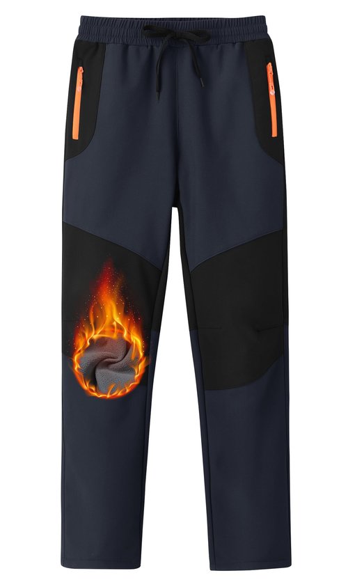 MoFiz Kids Fleece Lined Winter Hiking Pants - Waterproof Insulated Outdoor Pants Dark Gray 10-12