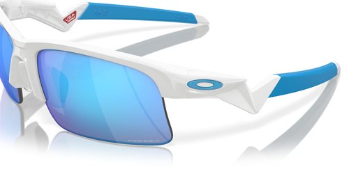 Oakley Kids' OJ9013 Capacitor Rectangular Sunglasses, Polished White/Prizm Sapphire, 63 mm