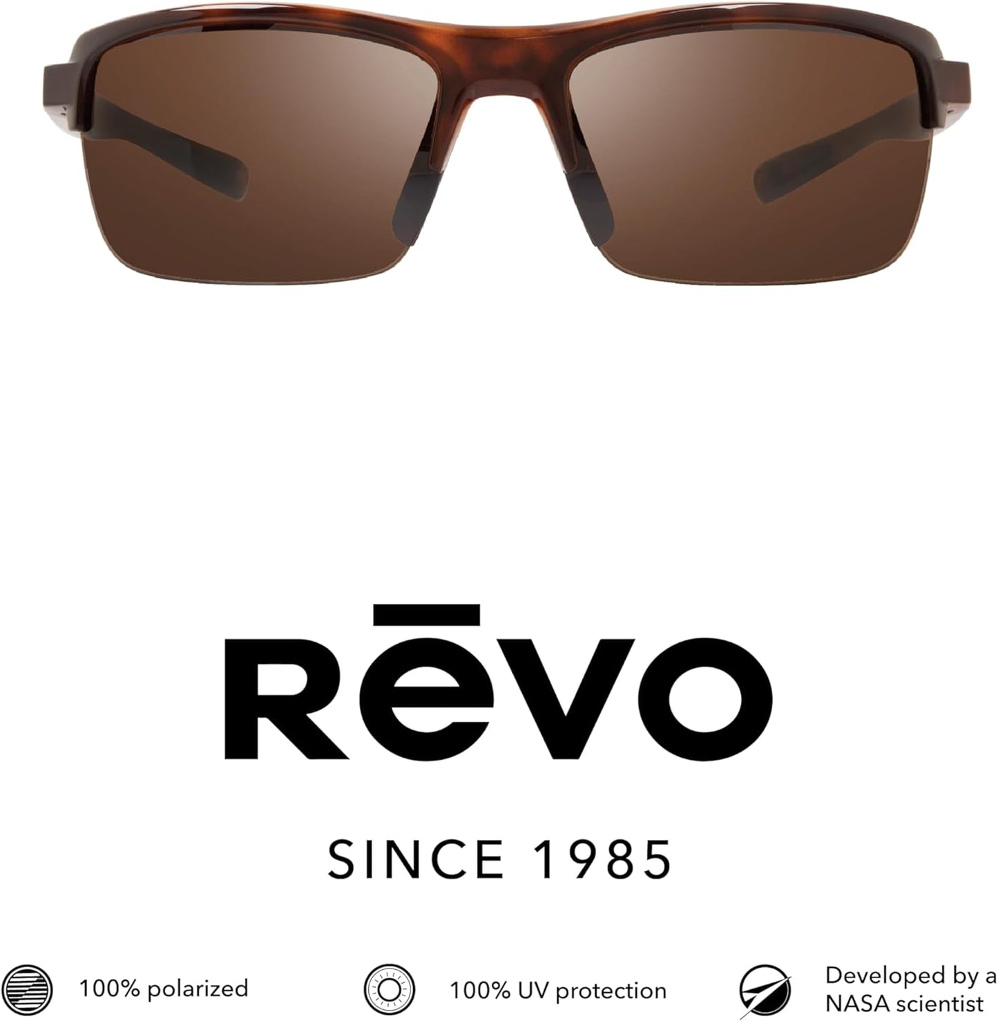 Revo Sunglasses Crux N: Polarized Lens Filters UV, Semi-Rimless Rectangle Wrap Frame