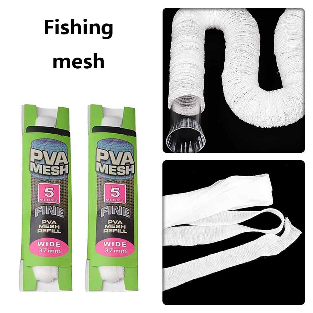 2 Pcs 25mm PVA Carp Fishing Meshs Refill Bait Bags Stocking Rigs Water Soluble Bait Wrap Bags for Carp Bait