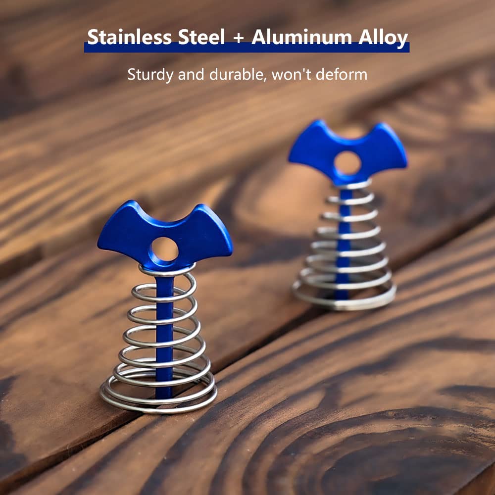 Fishbone Deck Anchor Pegs with Carabiners, Aluminium Tent Stakes with Spring Buckle, Windproof for Outdoor Camping Hiking (10Pcs Black)