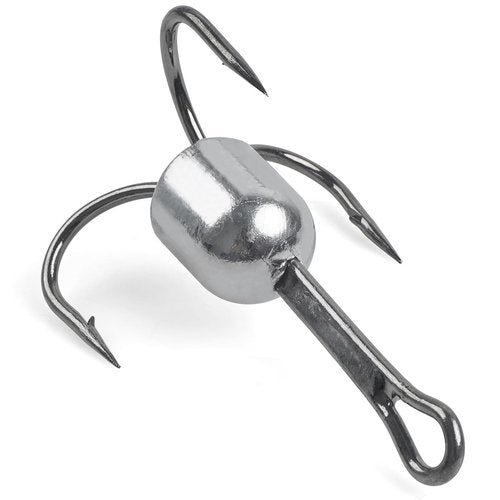 Snagging Hooks Large Weighted Treble Hooks Bunker Snag Hook with Weight for Trout Salmon Saltwater Fishing, 1oz-5/0 4pcs