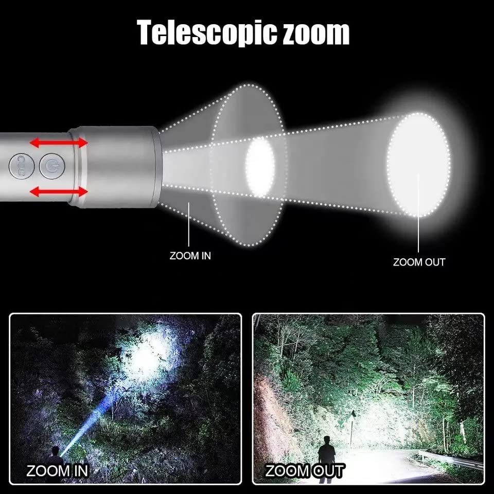 poyoelf Zoomable Led Flashlight with COB Sidelight with Hook,Rechargeable EDC Small Lantern Flashlight,Waterproof,Tactical Portable Handheld Torch for Camping,Hiking,Emergency,Home Use(Black)