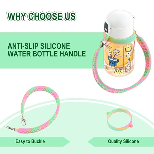 MOOTVGOO Water Bottle Handle, Anti-Slip Silicone Water Bottle Sling, Water Bottle Carrier, Holder with Strap Fit for Most Stanley 8-40oz Bottles & Cups, Color