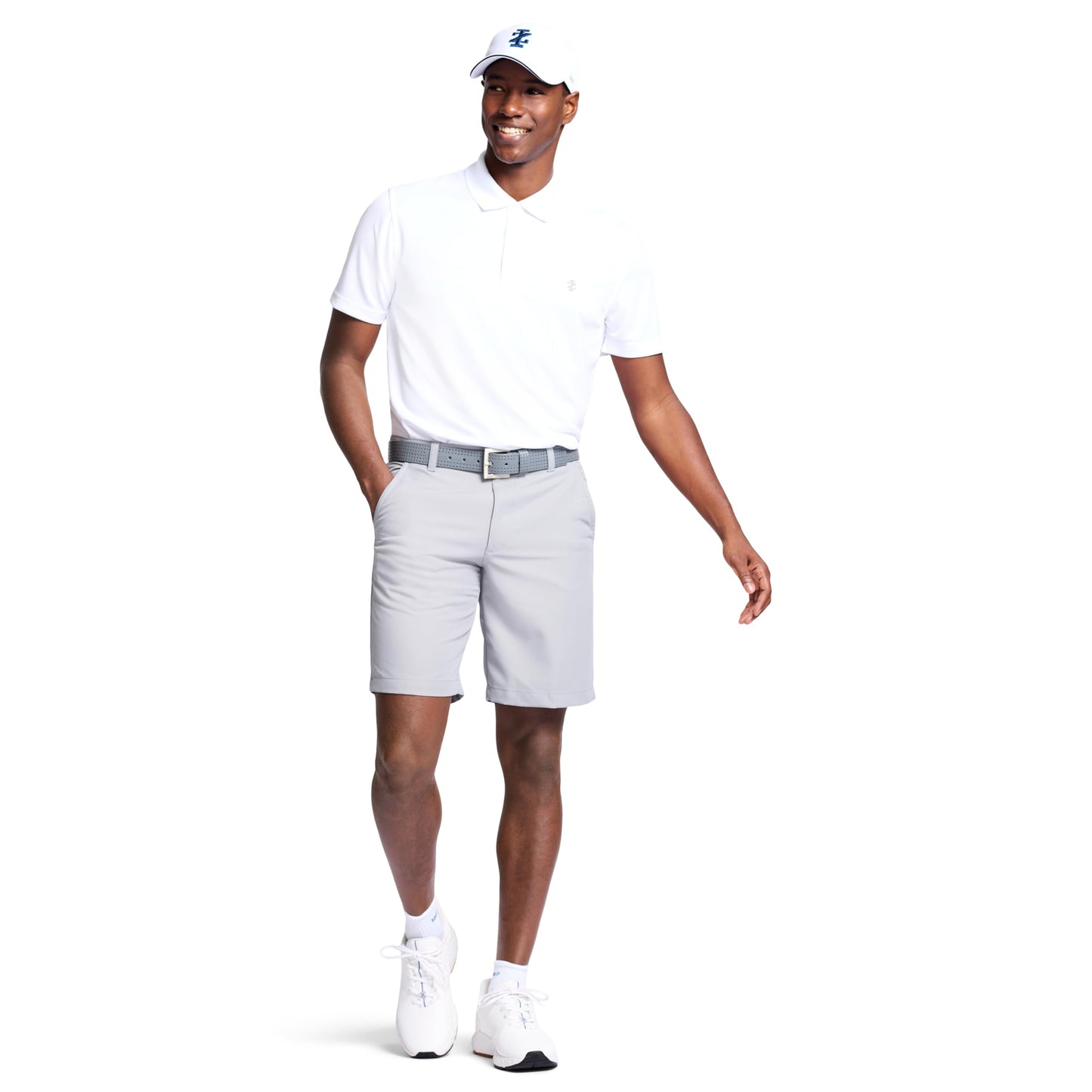 IZOD Men's Performance Golf Grid Polo, Bright White, Large