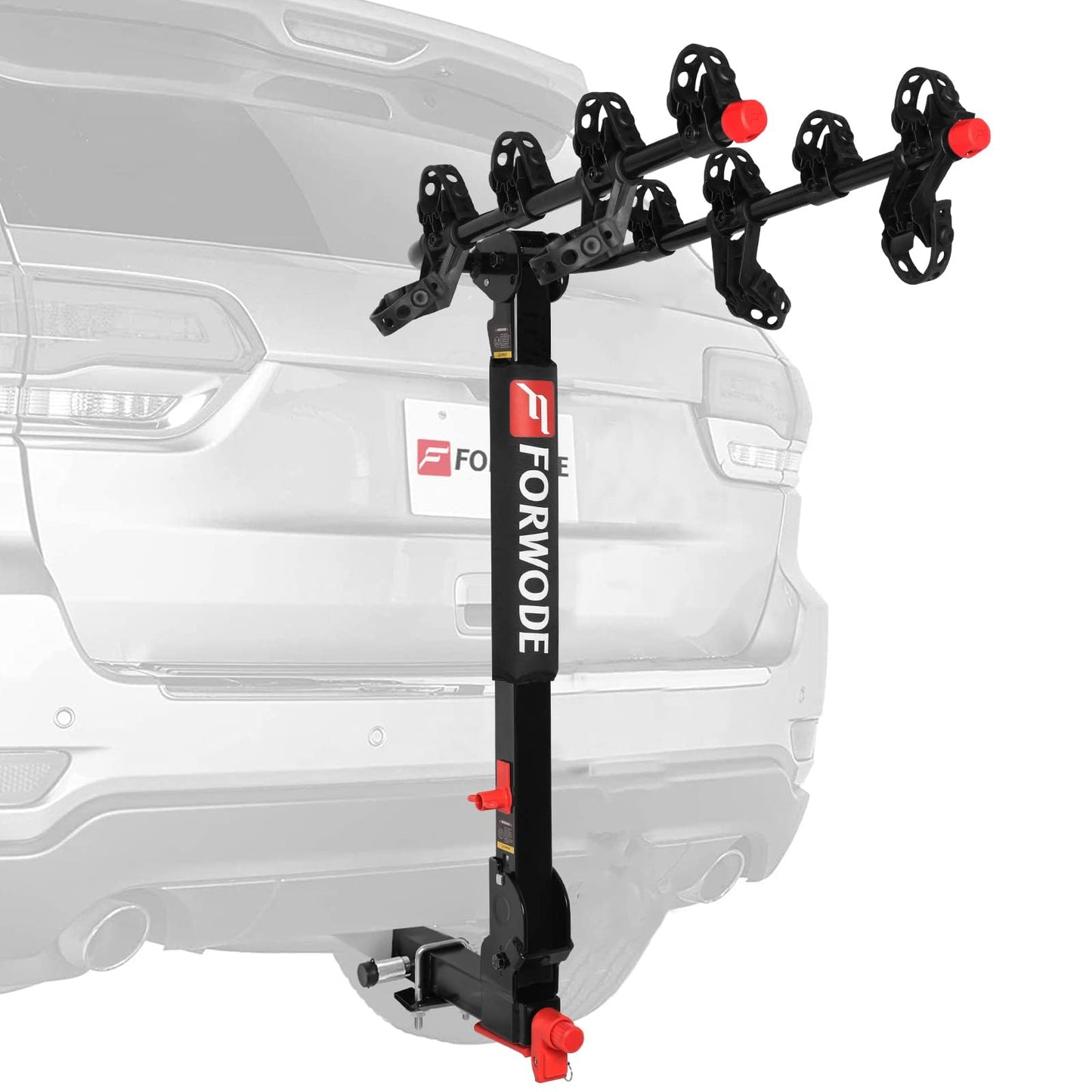 Forwode 4 Bike Hitch Mount Rack, Tiltable Foldable Bicycle Carrier Wobble Free Locking Hitch Quick Release 2-Inch Receiver Black (C-Upgraded versin, 4Bike)