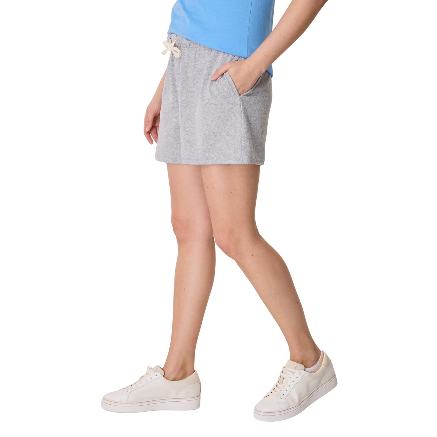 Essential Drawstring Shorts, Cotton Shorts for Women, Adjustable Shorts Light Steel