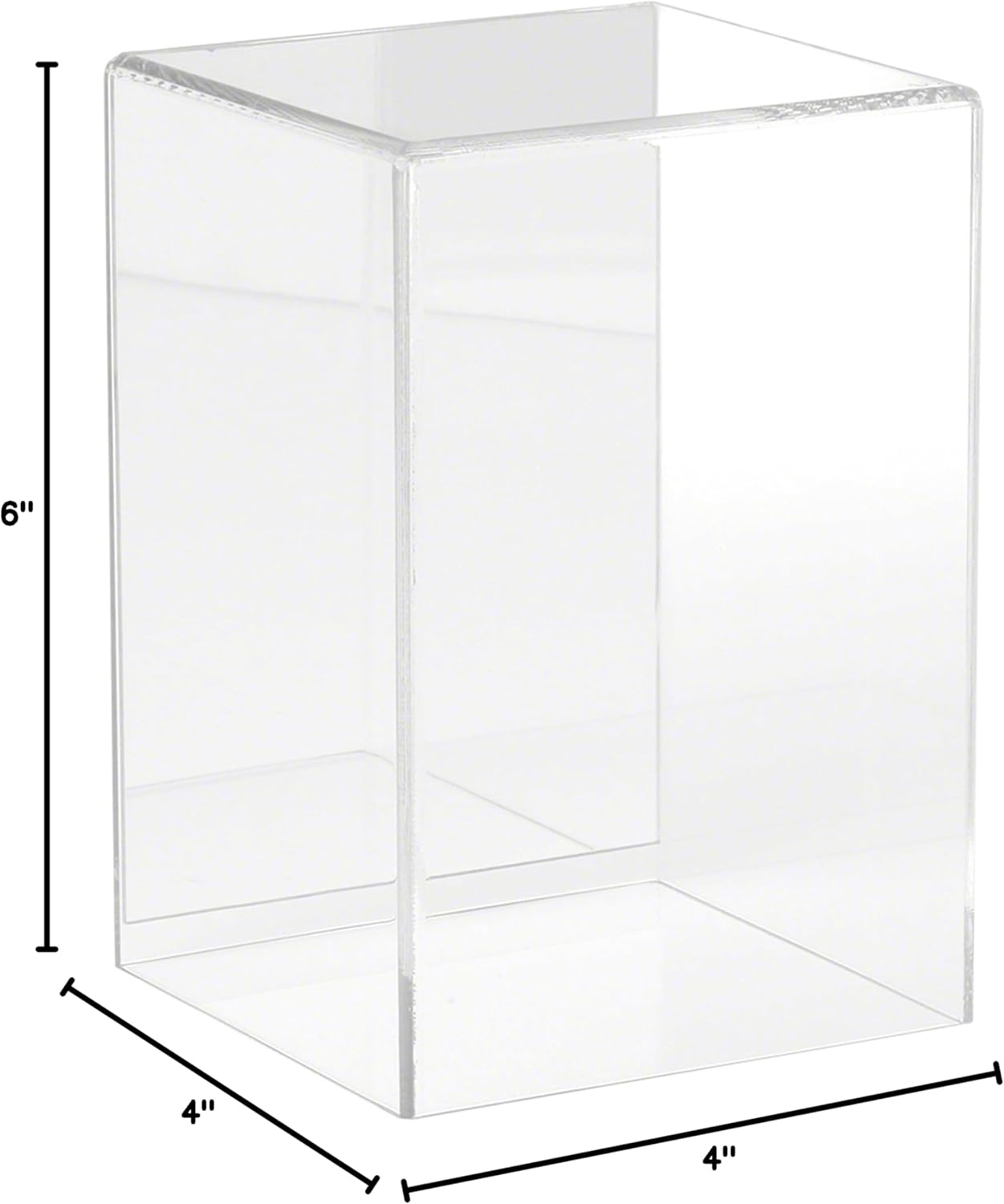 Plymor Clear Acrylic Display Case with Hardwood Base, 4" W x 4" D x 6" H