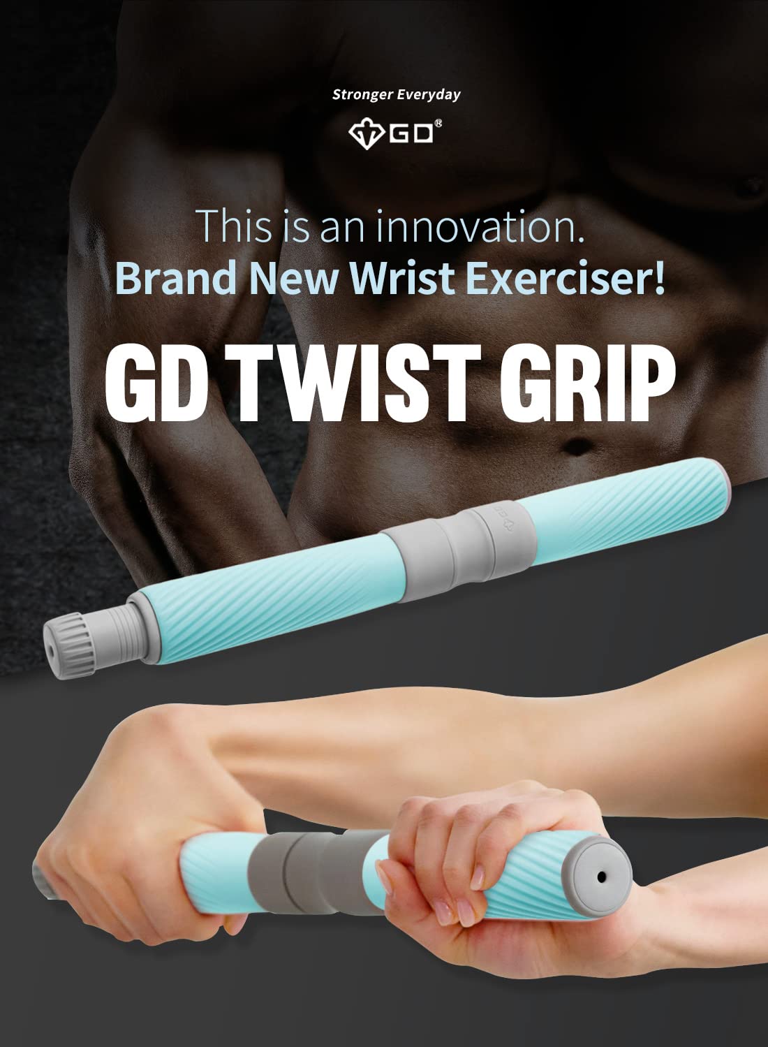 GD Twist Grip Adjustable Resistance Bar for Wrist Strength, Relieves Tendonitis Pain & Improve Grip Strength, Forearm Strength Trainer, Hand Exerciser Bars, Wrist and Elbow Strengthener