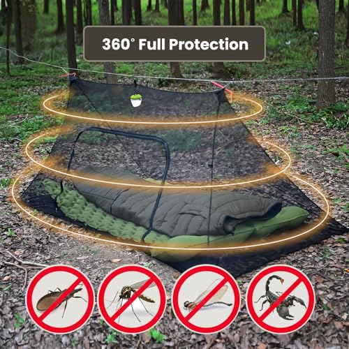 Onewind Camping Mosquito Net for Cot Shelter Bug Screen Black without Floor