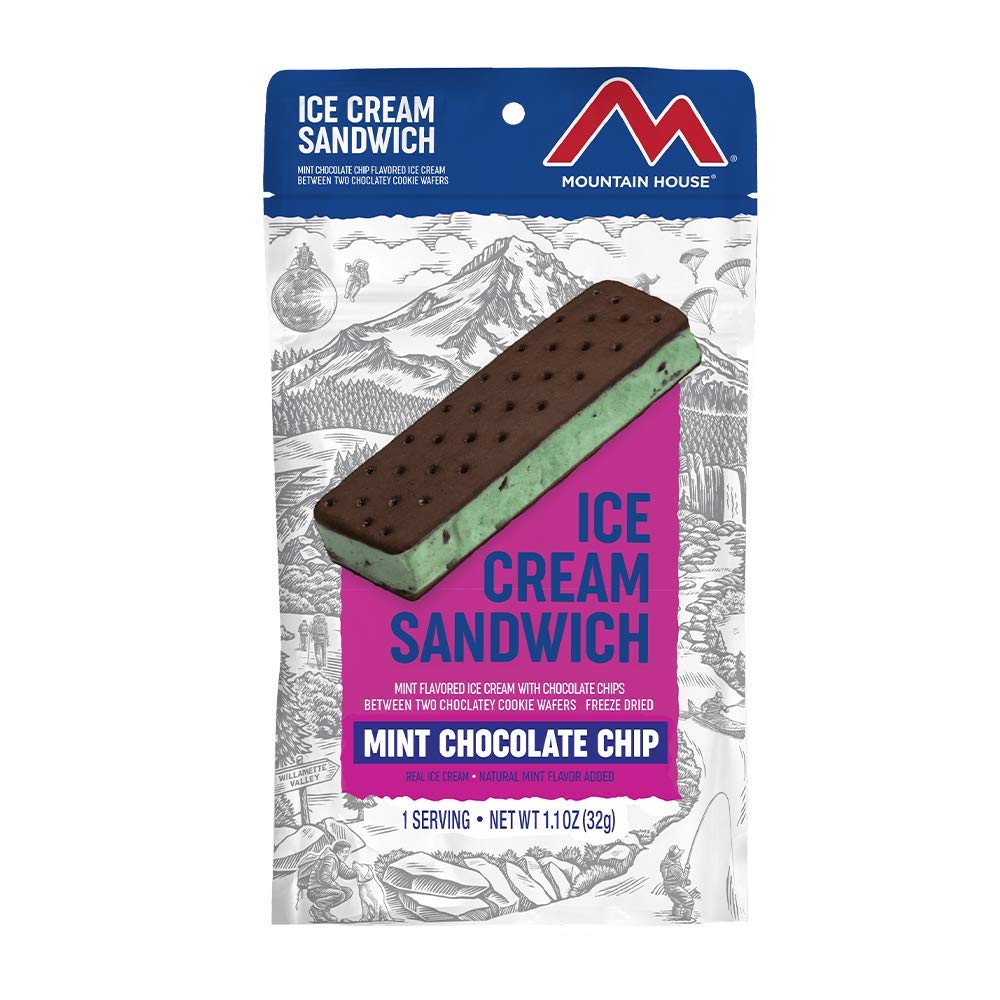 Mountain House Vanilla and Mint Chocolate Chip Ice Cream Sandwich Bundles | Freeze Dried Backpacking & Camping Food | 2 Servings