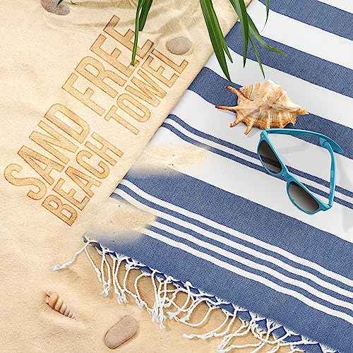 Utopia Towels - 4 Pack Turkish Beach Towel (40 x 72 Inches) - 100% Cotton Oversized Sand Free Quick-Dry Turkish Towel, Prewashed for Soft Feel, Large Peshtemal Towel (Grey, Navy, Purple, Buff)