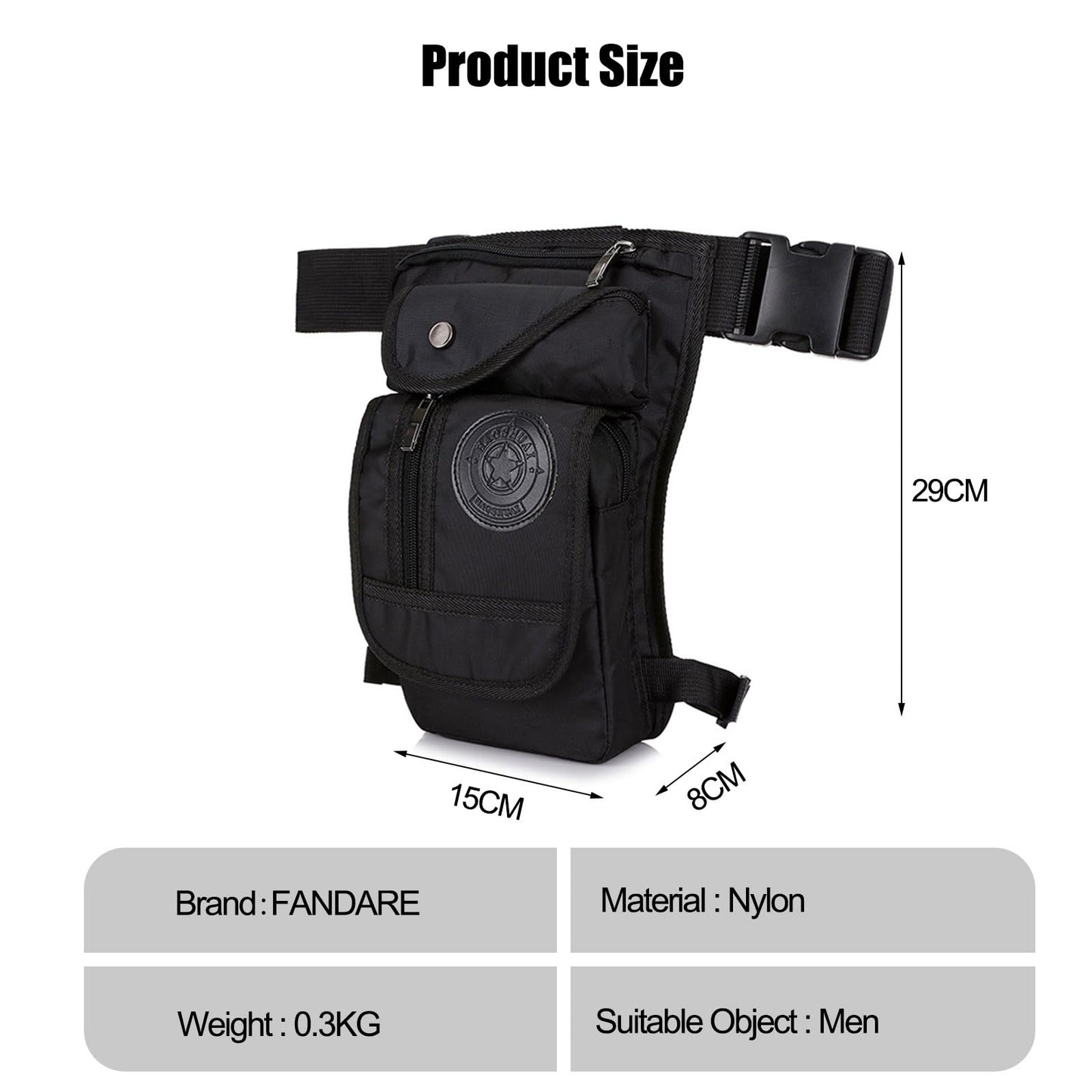 FANDARE Thigh Drop Leg Bag Military Tactical Drop Leg Pouch Bag Waist Pack Bumbags Sling bag Motorcycle Chest Shoulder Crossbody Bag for Hiking Cycling Travel Outdoor Cover PackBlack