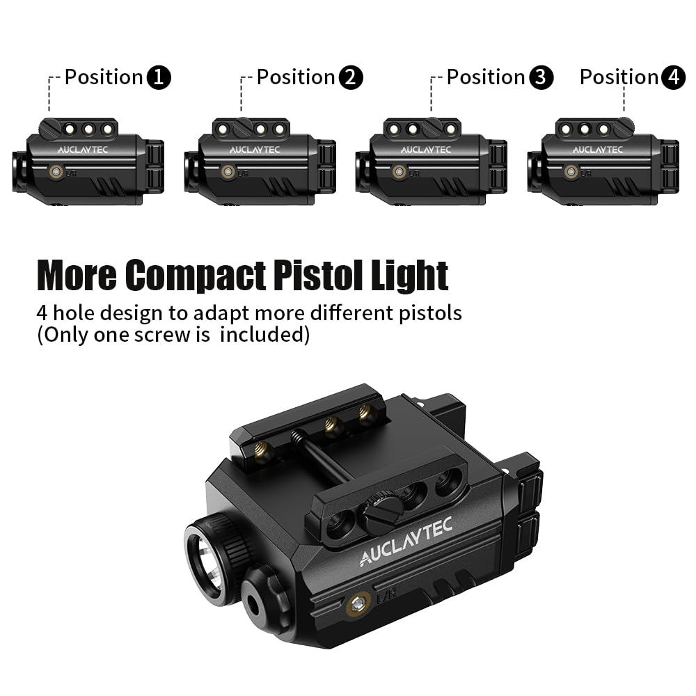 AUCLAYTEC Pistol Light Laser Combo with USB-C Charging, 500 Lumen Blue Beam Sight Tactical Flashlight for Subcompact Compact Pistol and Picatinny Rail