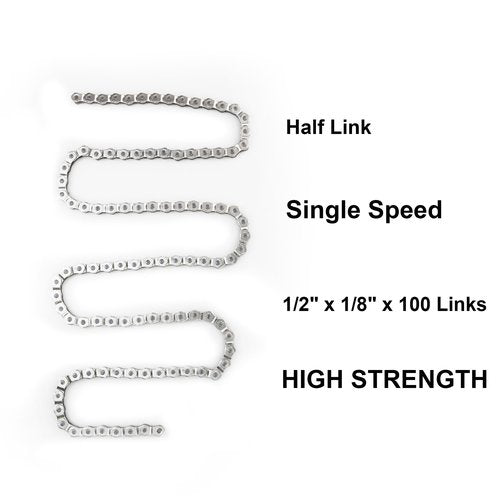 WEEROCK KMC BMX Single Speed Bike Chain 1 Speed Half Link High Strength Bicycle Chains 1/2" x 1/8" x 100 Links