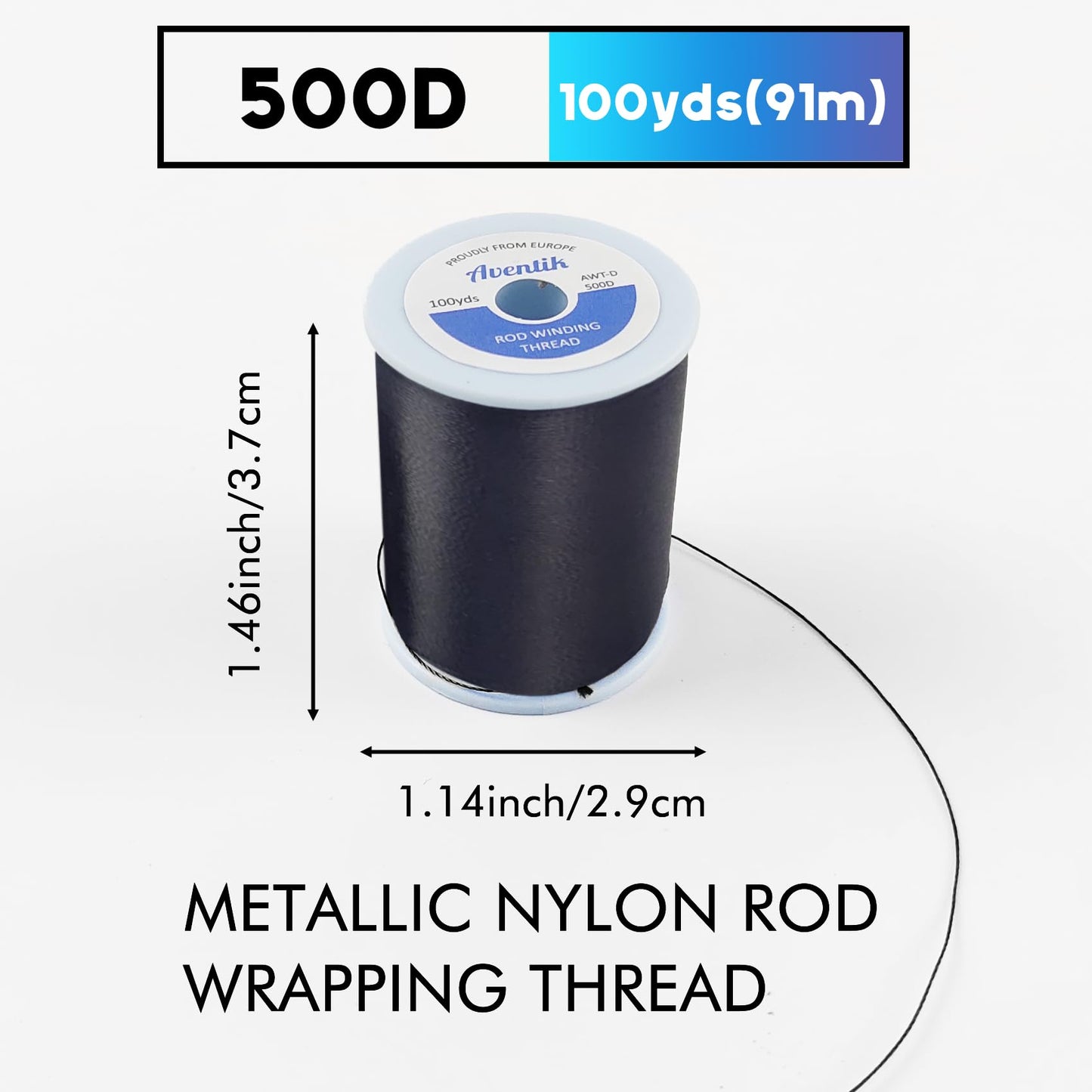 Aventik Fishing Rod Wrapping Thread for Rod Guide Buliding,2PCS 100Yds/Spool 500D Nylon Threads Tip Guide Eyelet Winding Line Broken Fishing Pole Repair Kits(2 Pack Black Nylon Thread)