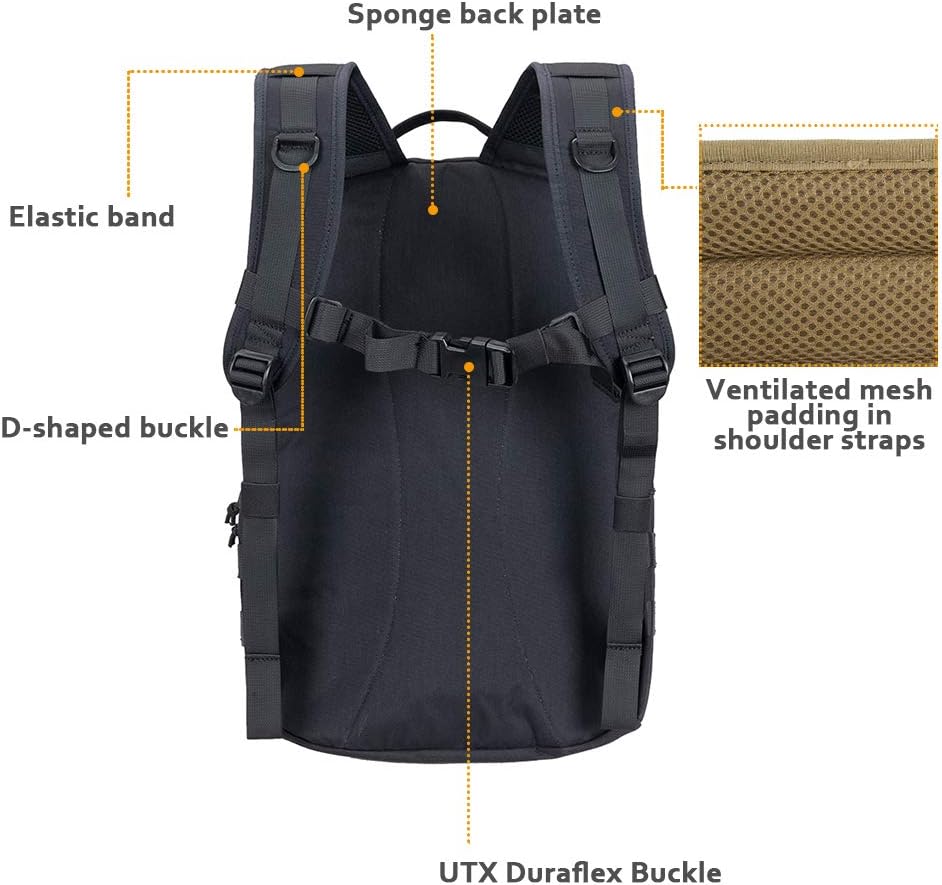 EXCELLENT ELITE SPANKER Military Tactical Backpack 18L Molle Backpacks Army Assault Survival Rucksack Pack (RGN)