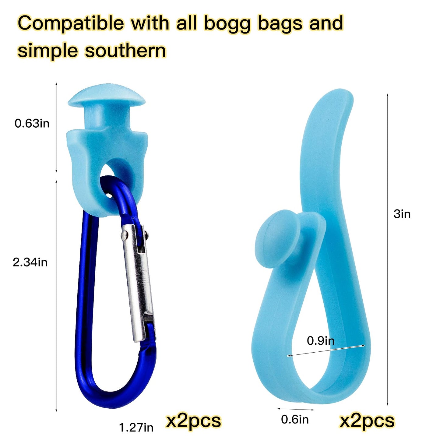 4 Pcs Hooks Set Accessories Compatible for Bogg Bag, Bogg Bag Accessories, Insert Carabiner Key Chain Holder Charms, Compatible for Small & Large Beach Bags (Blue)