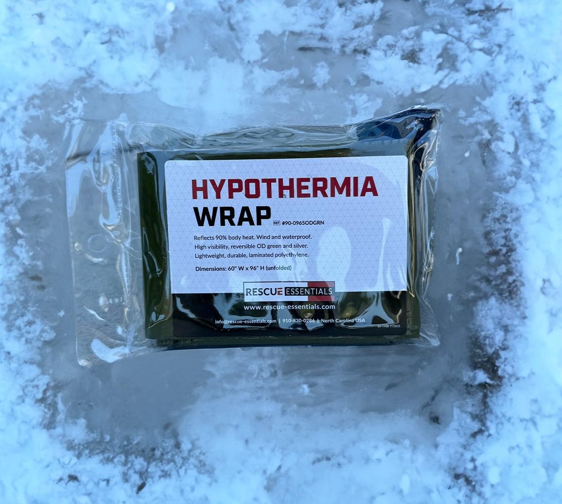 Rescue Essentials Hypothermia Wrap Blanket, Oversized 60" x 96", Mylar/Lightweight Polyethylene Fabric (Orange)