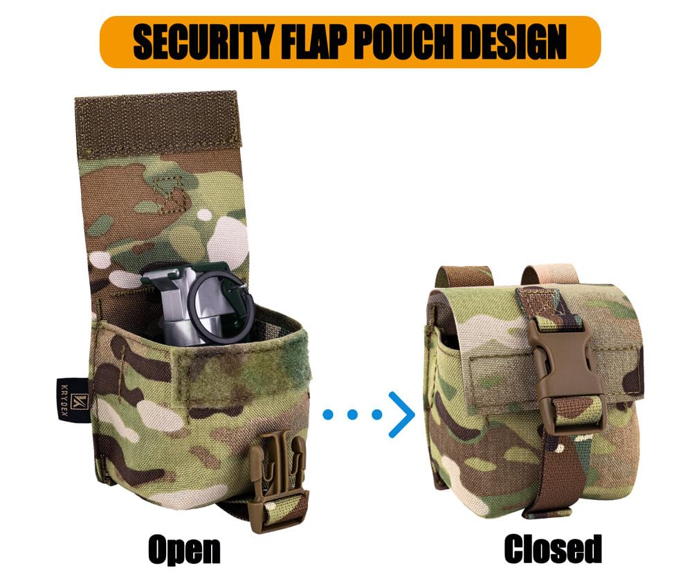 KRYDEX Tactical Molle Single Frag Grenade Pouch Small Tool Bag for Duty Belt MOLLE Vest and Backpack (MC)