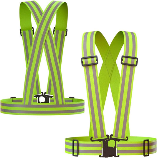 Reflective Vest (2 Pack) Lightweight, Adjustable & Elastic Safety & High Visibility for Running, Jogging, Walking, Cycling