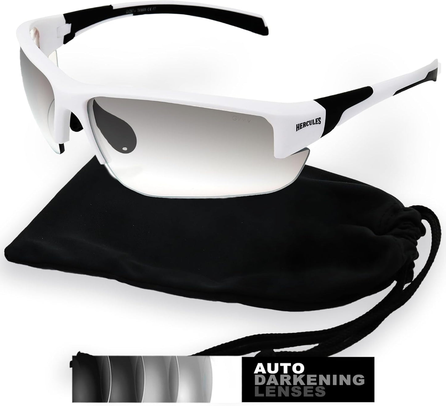 Global Vision Hercules 7 Auto-Darkening Photochromic Safety Sunglasses Clear to Smoke Lens ANSI Z87.1 Transitional Glasses
