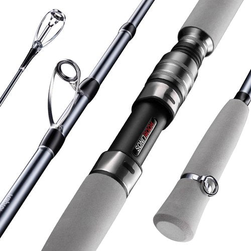 Raptor Saltwater Fishing Rod 6 Foot Spinning Casting 2 Pieces Offshore Boat Pole 27T High Carbon Fiber Baitcaster Lightweight Stainless Steel Guides Bass Trout Catfish Boat Fishing Rod(Spinning)