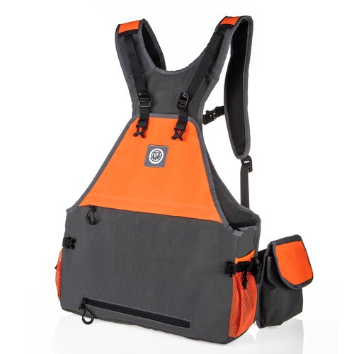 TKLoop Upland Hunting Vest - Adjustable Strap, Lightweight, with Game Pouch and Pockets for Pheasant & Bird Hunting - Grey