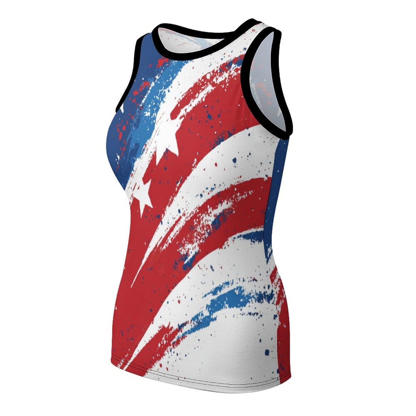 Costaric 4th of July Tops for Women Sleeveless America Flag Print Sexy Stretch Tight Tank Shirt Crew Neck Slim Fitted Vest T-Shirt Trendy Casual Summer Vacation Holiday Tee