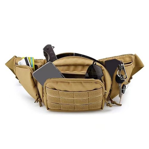 SPECIAL PIE Outdoor Tactical Fanny Pack Waist Bag with MOLLE Pouch for EDC & Military Activities (Black)