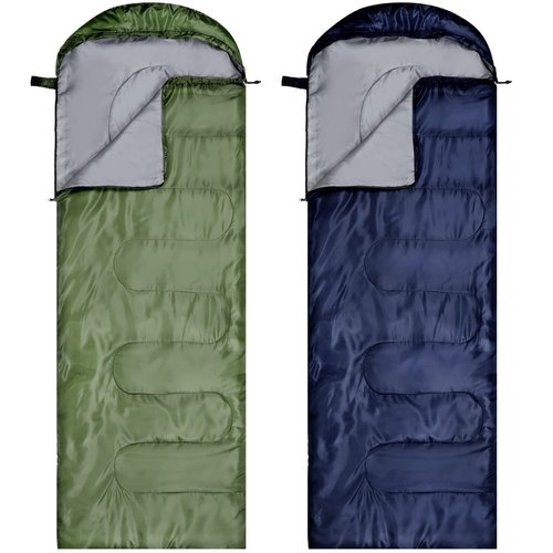 Tudomro 2 Pcs Camping Sleeping Bag for Adults, Lightweight Waterproof Camping Gear to Keep Warm for Spring Summer Fall Outdoor Backpacking Hiking Travel (Blue,Green)