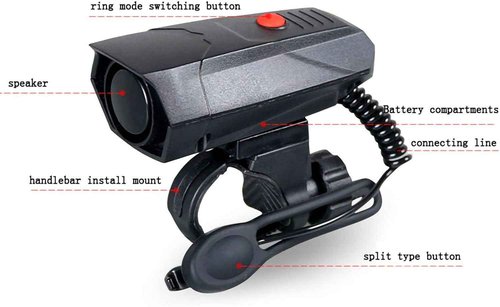 120dB Electric Bike Horn Alarm - 5 Sound Modes, Loud Bicycle Bell for Kids & Adults