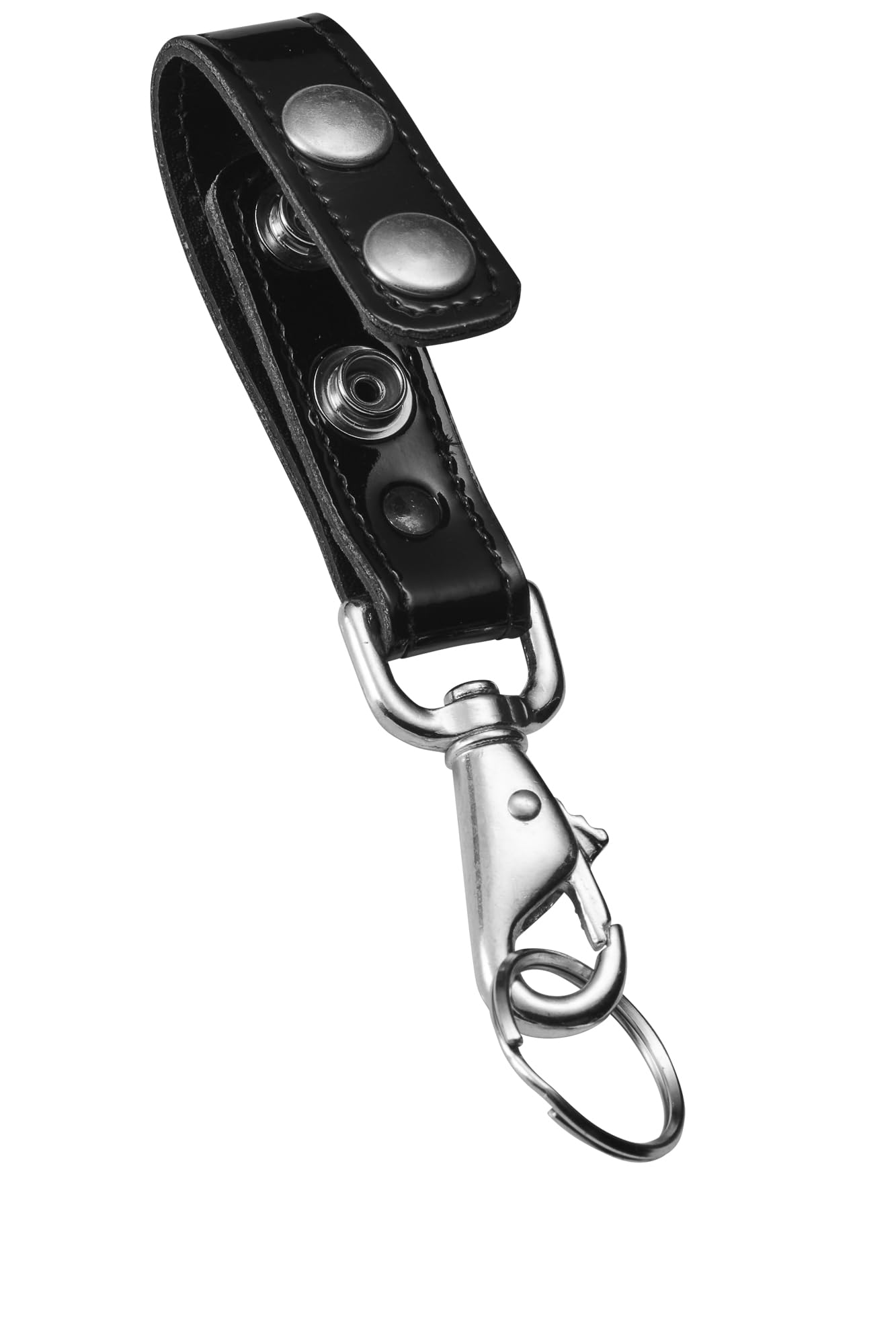 JAY-PEE Clorino Hi-Gloss Key Strap Belt Keeper for Duty Belt Key Ring Holder Double Snap Keychain Lanyard with Chrome Hardware