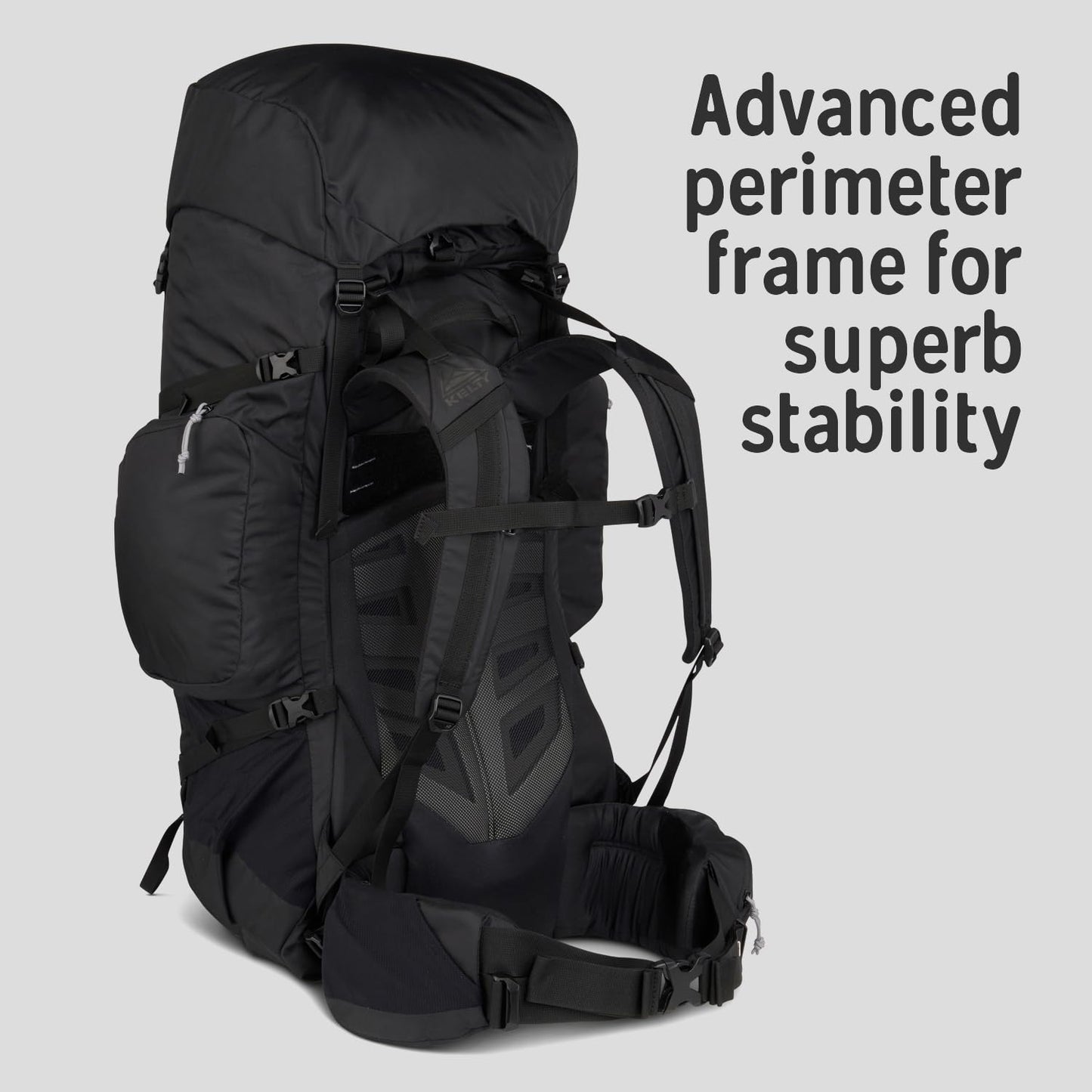 Kelty Coyote 60-105 Liter Internal Frame Backpack - Hiking, Backpacking, Travel, Adjustable Torso (65L / Black)