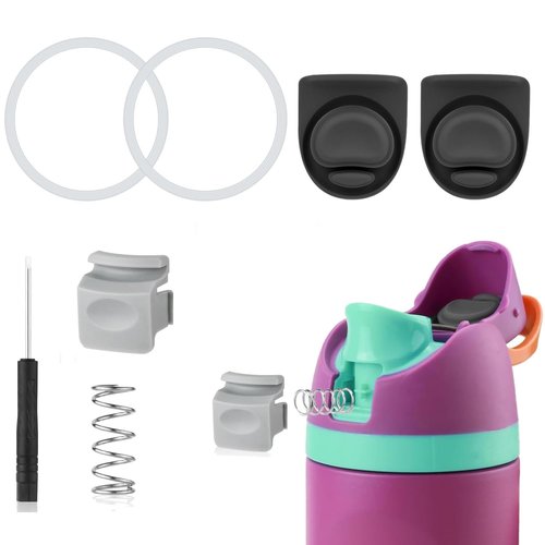 Bottle Seal Ring & Replacement Stopper & Button Compatible with Owala FreeSip 24oz 32oz Water Bottle Lid Mouth Stopper Accessories Sealing Gasket Silicone Plug BPA-Free (Black)