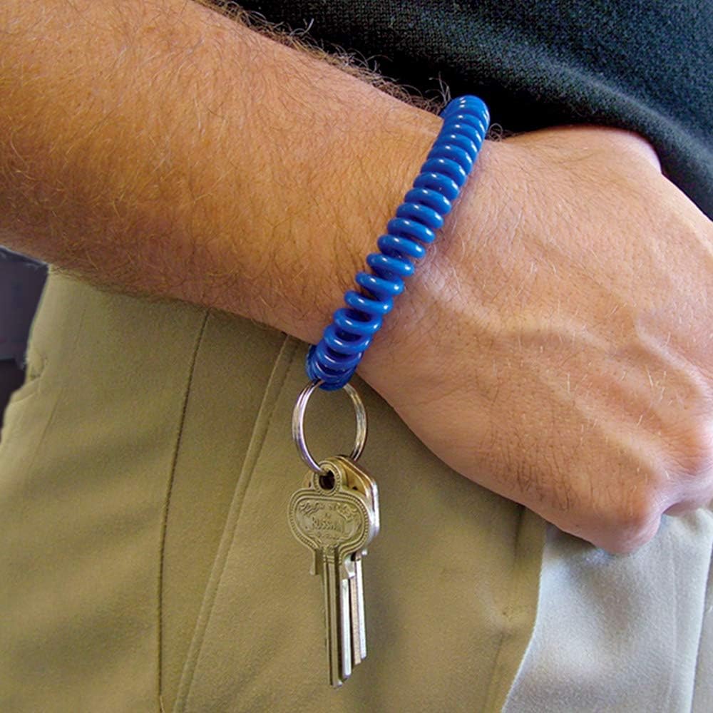 ucky Line 2” Spiral Wrist Coil with Steel Key Ring, Flexible Wrist Band Key Chain Bracelet, Stretches to 12”, Purple, 10 Pack (41065)