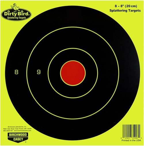 Birchwood Casey Dirty Bird Bull's-Eye Yellow Splattering Targets Practice Shooting for Indoor and Outdoor Use