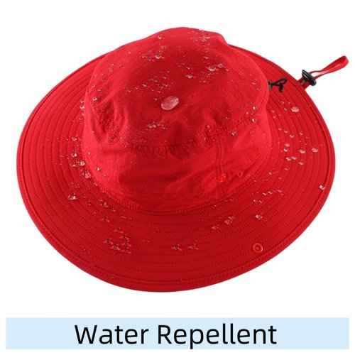 Connectyle Summer Sun Hat for Men Women UV Protection Safari Hat for Fishing Hiking Outdoor Cowboy Bucket Hat UPF 50+ Red