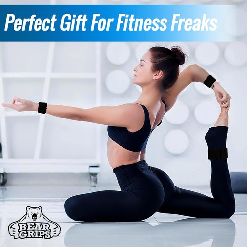 Bear Grips Wrist and Ankle Weight - Resistance Home Gym Equipment Workout Straps for Men and Women - Workout Equipment Wearable Weights Adjustable Dumbbells for Yoga, Walking, Pilates (Black, 2LB)