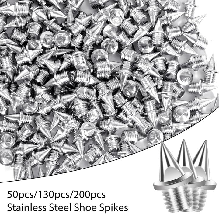 3/16 Inch Track Spikes,130pcs Stainless Steel Pyramid Shoe Spikes with Spike Wrench for Track and Cross Country,Replacement Spike for Sprint Sports Short Running Shoes